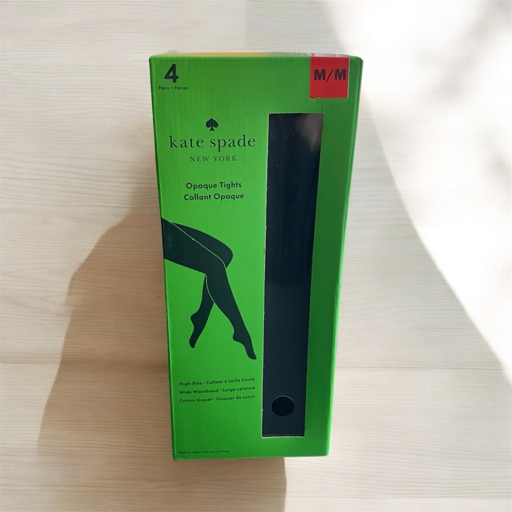 NEW Kate Spade New York Opaque Tights High Rise Size Medium 4 Pairs Black